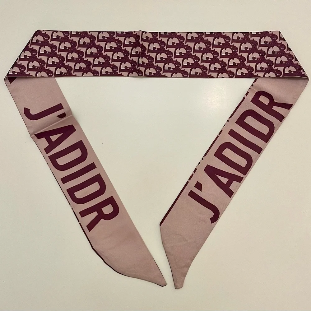 *D*I*O*R* Monogram Print Twilly Bandeau Wrap Scarf